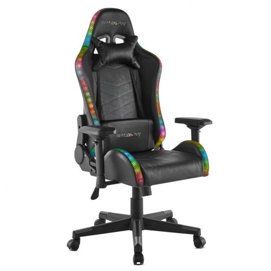 Mc Haus RGB-LEDsplay Silla Gaming Negra