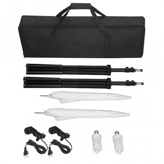 vidaXL Kit Studio Photo 2 Spots + Fond Noir + Parapluie