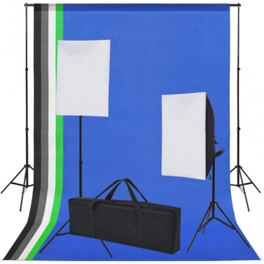 vidaXL Kit Studio Photo 2 projecteurs + 5 arrière-plans + accessoires