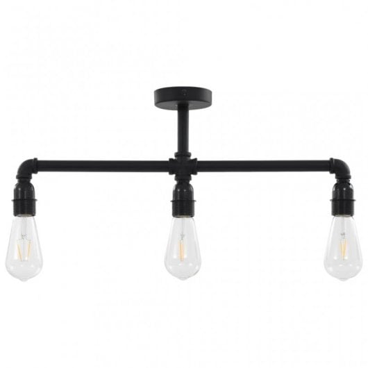 vidaXL Plafonnier Noir 3 Ampoules E27