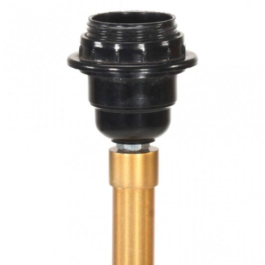 vidaXL Lampe trépied en bois de teck massif Noir et doré 141 cm