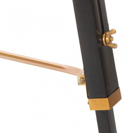 vidaXL Lampe trépied en bois de teck massif Noir et doré 141 cm