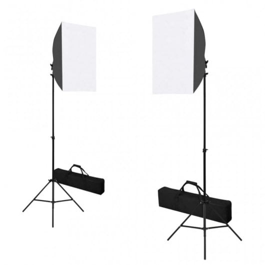vidaXL Kit Studio Photo 2 Spots + Fond + Réflecteur