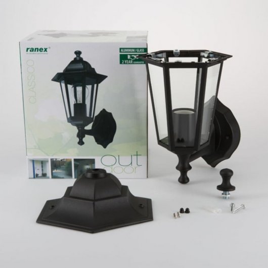 Ranex CLAS5000.030 Candeeiro de parede exterior E27 preto ...