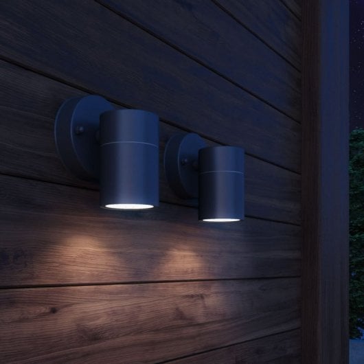 VidaXL Pack de 2 Spots Muraux Extérieurs Downlight GU10 Inox