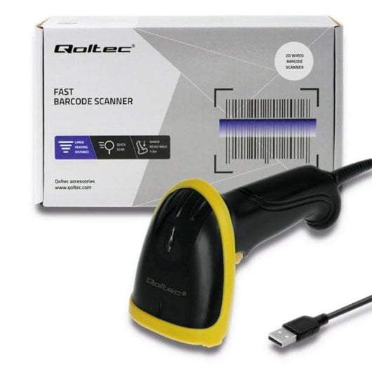 Leitor de códigos de barras vidaXL Qoltec 50867 1D/2D Laser USB 60 cm ABS/PC