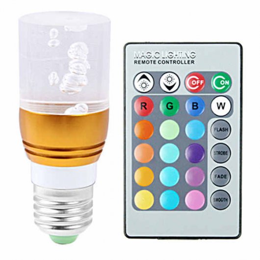 Bombilla LED 3W Bubble RGB con Mando