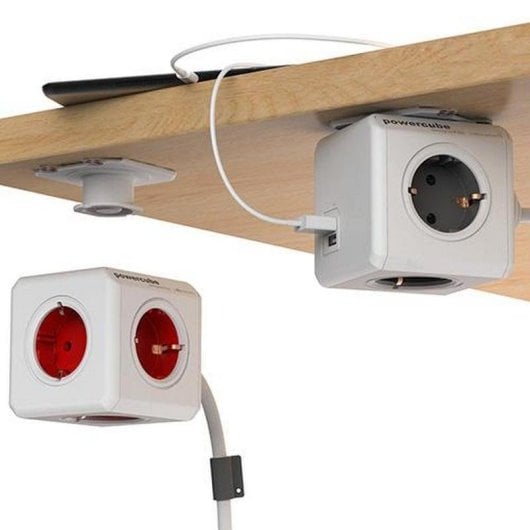 Multiprise PowerCube Extended 5 Prises câble 1,5 m Support Montage