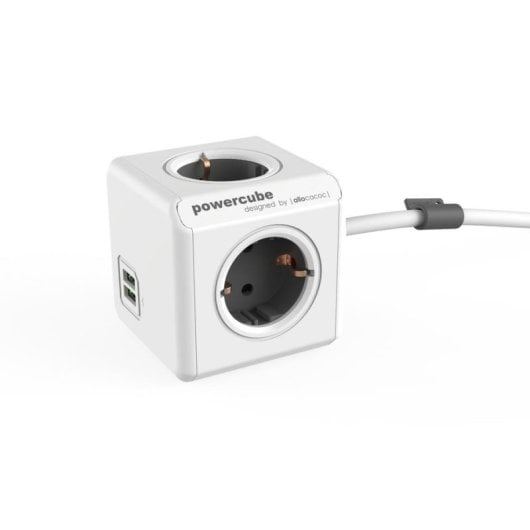 Multiprise PowerCube Extended 4 prises 2 USB-A 1,5 m gris support inclus