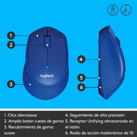 Mouse wireless Logitech M330 Silent Plus blu 1000 DPI