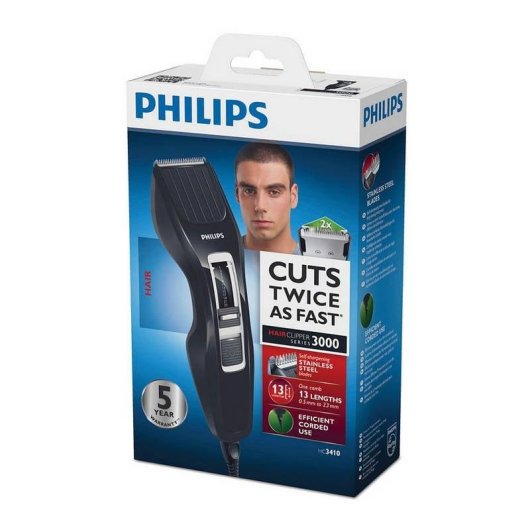 Máquina de Cortar Cabelo Philips Hairclipper HC3410/15 Fio 13 Comprimentos Lâminas Aço