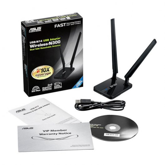 Asus USB-N14 N300 + Antenas Alta Ganancia 5dBi