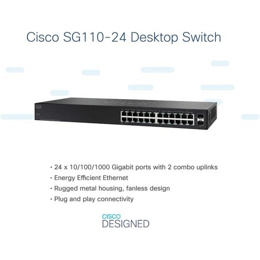 Cisco SG110-24 Switch réseau 24 ports Gigabit Noir