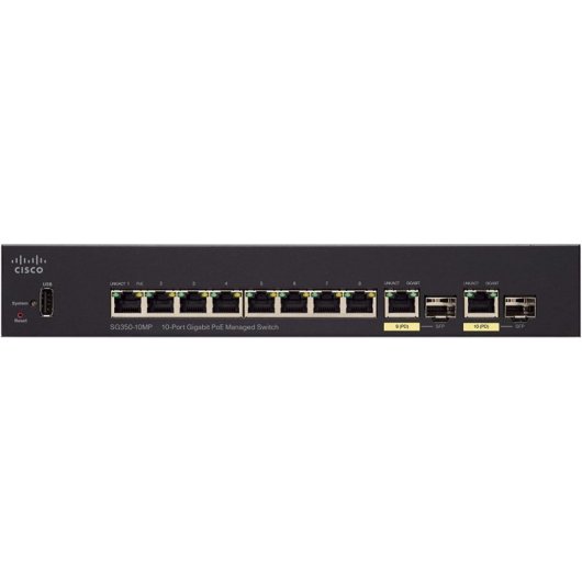 Cisco SG350-10MP Switch de Red 10 Puertos Gigabit PoE Negro