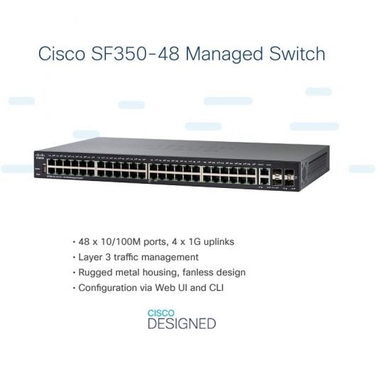 Cisco SF350-48 Switch réseau 48 ports 10/100 noir