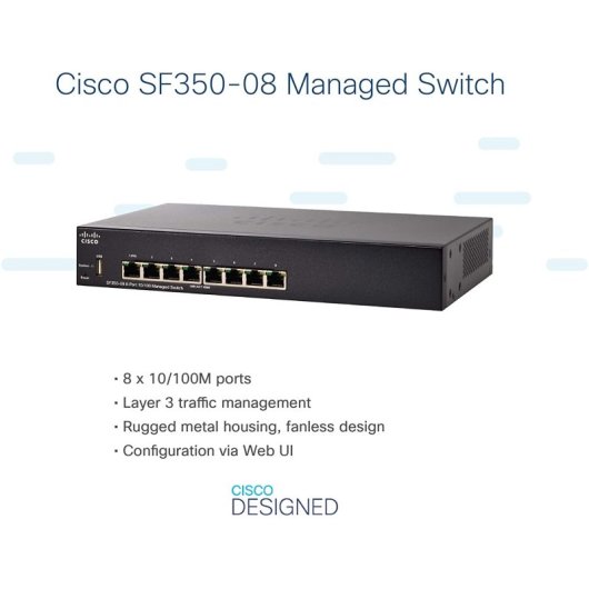Cisco SF350-08 Switch de Red 8 Puertos 10/100 Managed Switch