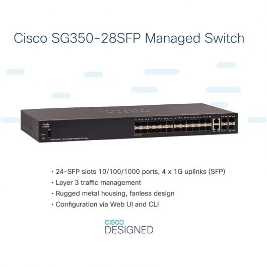 Cisco SG350-28SFP Switch de Red 28 Puertos Gigabit Managed SFP Negro
