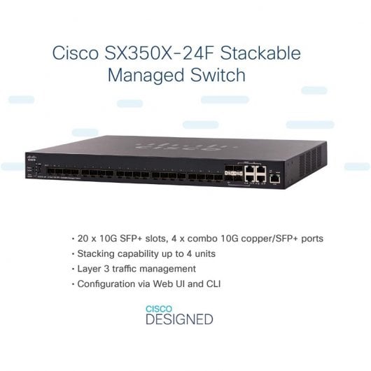 Cisco SX350X-24F-K9-EU Switch de Red 24-Portas 10G SFP Preto