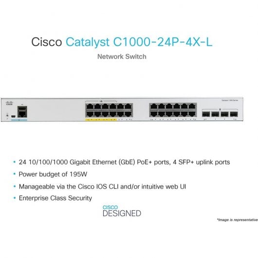 Porte Switch di rete Cisco C1000-24P-4X-L 24 GbE PoE+