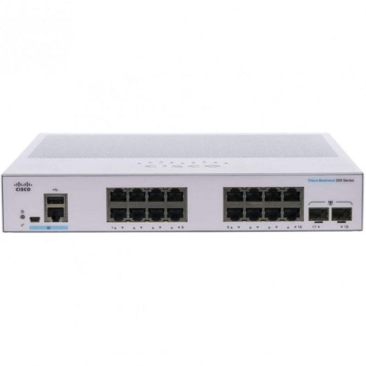 Cisco CBS250-16T-2G-EU Switch de Rede 16 Portas GE 2 x SFP de 1 G Prateado