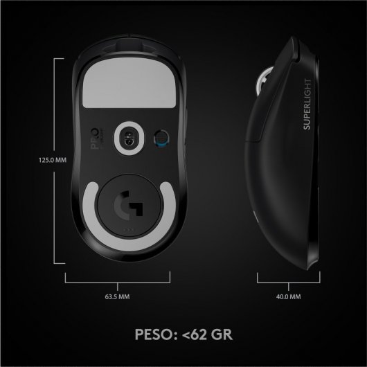 Logitech G Pro X Superlight Maus rechts RF Wireless 25600 DPI