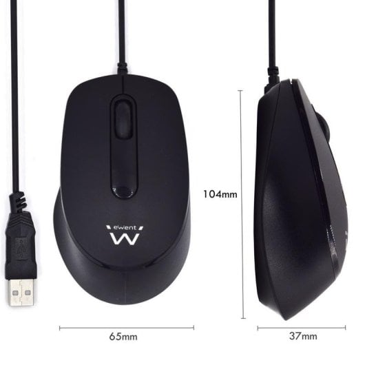 Ratón Ewent EW3159 USB 1000 DPI Ambidextro Negro Clic Silencioso