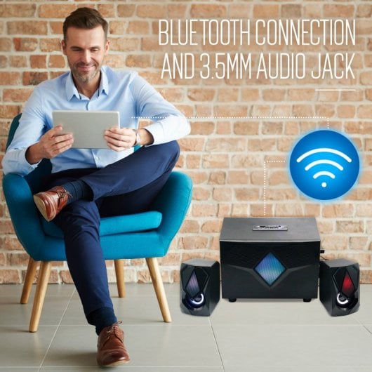Ewent Colunas Gaming 2.1 com Bluetooth/Rádio FM/Leitor Multimédia USB/AUX/SD