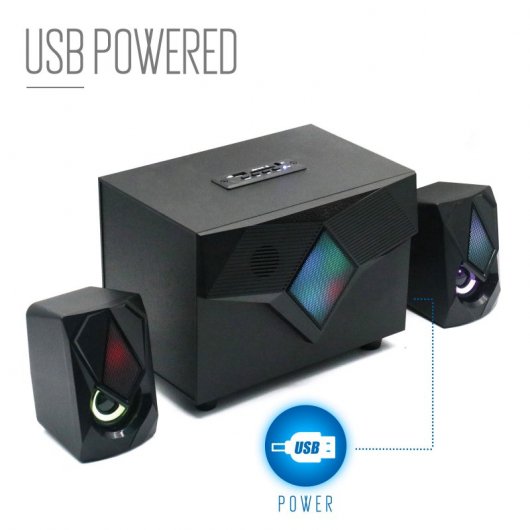 Ewent Colunas Gaming 2.1 com Bluetooth/Rádio FM/Leitor Multimédia USB/AUX/SD