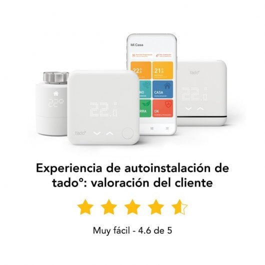 Tado Kit Inicio V3+ Termostato Inteligente de Calefacción + Cabezal Termostático Adicional para Kits V2/V3/V3+
