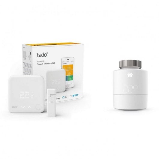 Tado Kit Inicio V3+ Termostato Inteligente de Calefacción + Cabezal Termostático Adicional para Kits V2/V3/V3+
