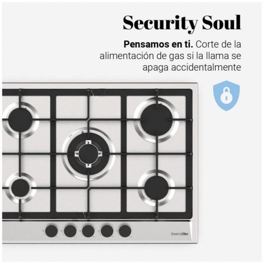 Universal Blue Polaris 4005 Placa de Gas Butano 5 Quemadores 70cm Inox
