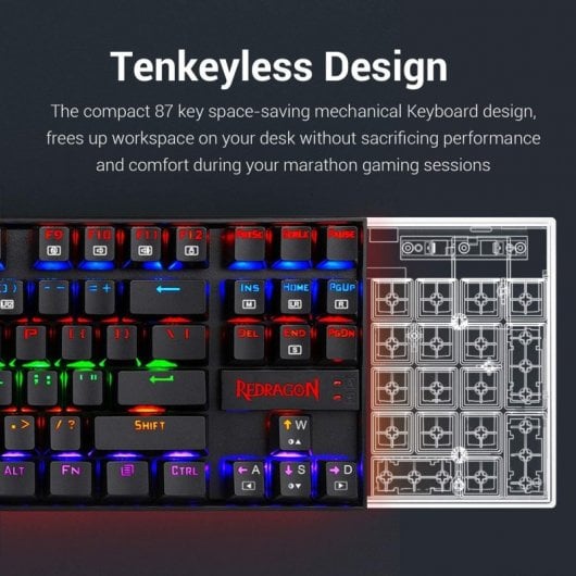 Redragon Rainbow Kumara K552 Teclado Mecánico Gaming TKL Switch Red
