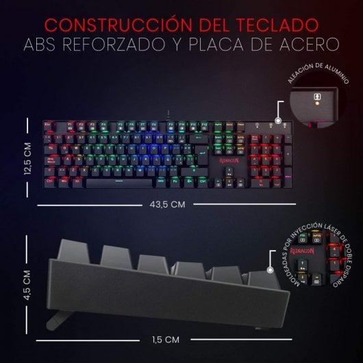 Redragon Mitra K551 Teclado Mecánico Gaming RGB Switch Red