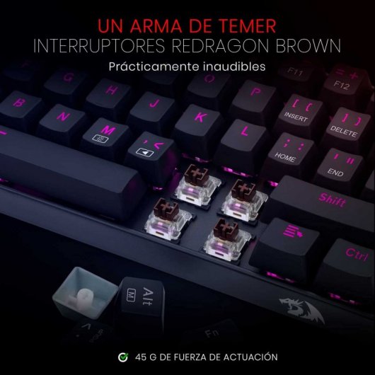 Redragon Dragonborn K630 Teclado Mecánico Gaming TKL Switch Brown Layout USA