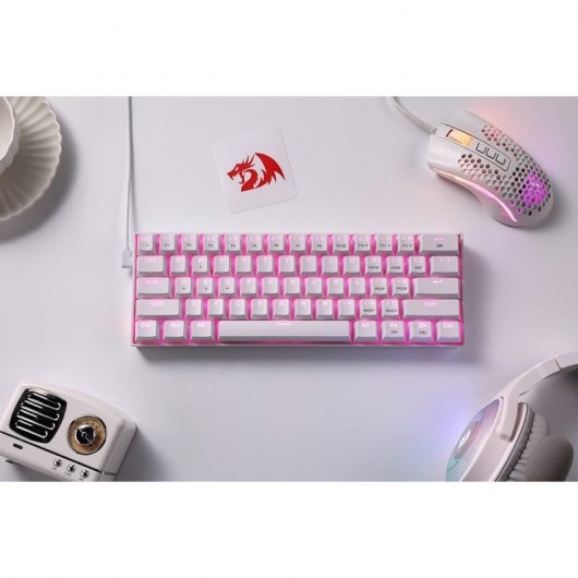 Redragon Dragonborn K630 Teclado Mecánico Gaming TKL Blanco Switch Brown Layout USA
