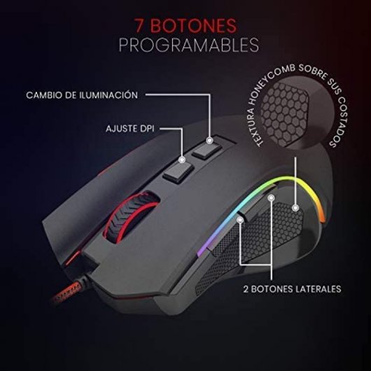 Mouse da gioco Redragon M607 Griffin RGB 7200 DPI Nero