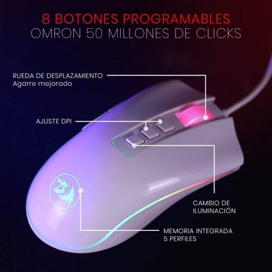 Redragon M711 Cobra White RGB Rato Gaming 10000 DPI Branco