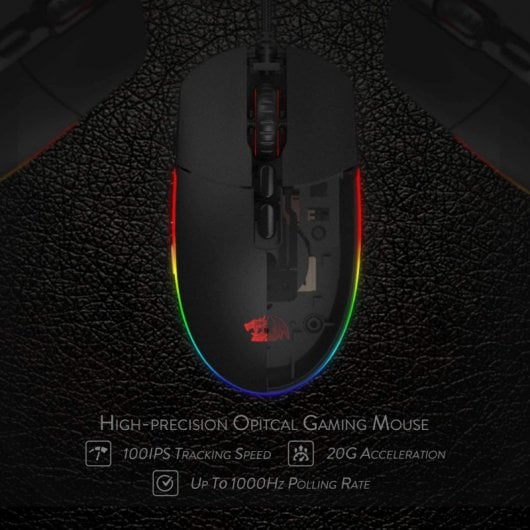Mouse da gioco Redragon M719 Invader RGB 10000 DPI Nero