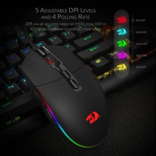Mouse da gioco Redragon M719 Invader RGB 10000 DPI Nero