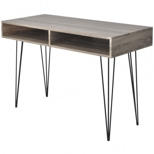 Scrivania VidaXL con 2 scomparti Grigio