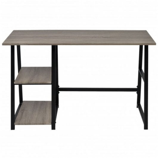 VidaXL Bureau avec 2 étagères Gris/Chêne