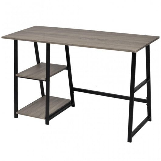 VidaXL Bureau avec 2 étagères Gris/Chêne