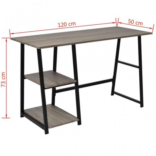 VidaXL Bureau avec 2 étagères Gris/Chêne