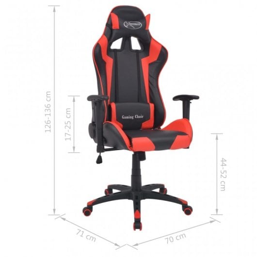 VidaXL Cadeira Racing Reclinável de Escritório em Couro Artificial Vermelha