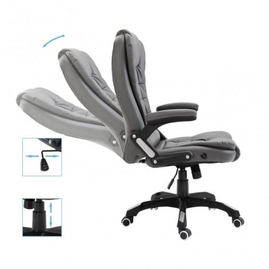 VidaXL Silla de Oficina de Cuero Sintético Gris Antracita