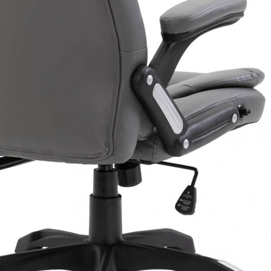 VidaXL Silla de Oficina de Cuero Sintético Gris Antracita