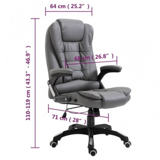 VidaXL Silla de Oficina de Cuero Sintético Gris Antracita