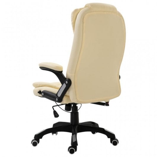 VidaXL Silla de Oficina de Cuero Sintético Crema