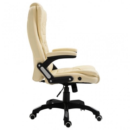 VidaXL Silla de Oficina de Cuero Sintético Crema