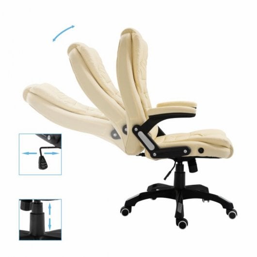 VidaXL Silla de Oficina de Cuero Sintético Crema